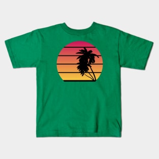 Retro Sunset and Palm Trees Kids T-Shirt
